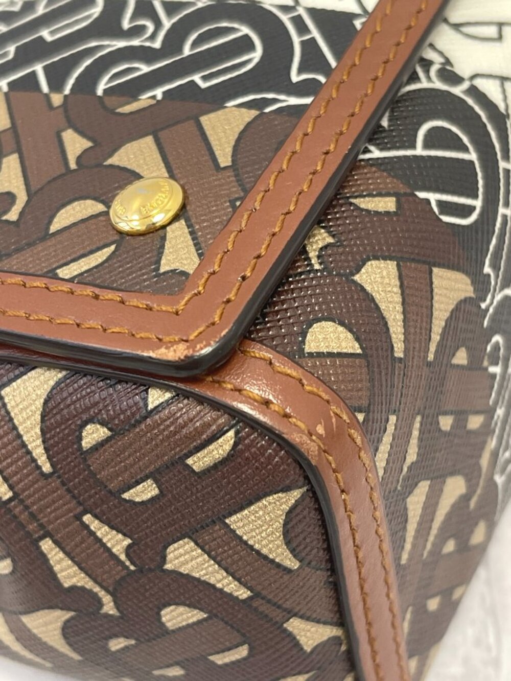 Burberry TB Monogram Coated Canvas & Leather Hackberry Shoulder Bag - Preowned - Picture 15 of 16
